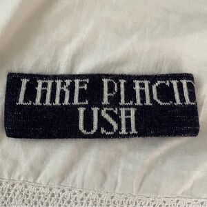 Vintage Lake Placid Tennis Headband Ski Snowboarding New York NY preppy navy
